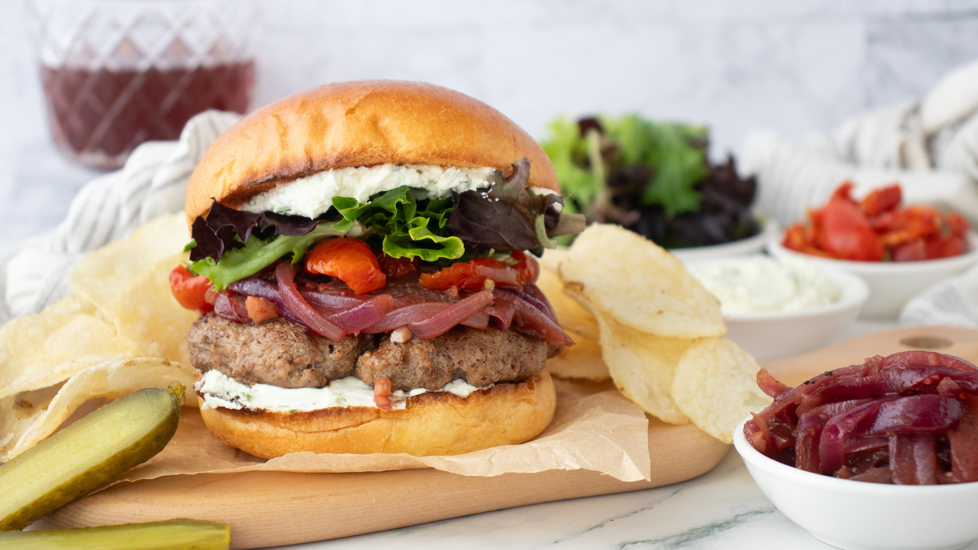 Video thumbnail for Juicy Lamb Burgers With Red Wine Onions And Goat Cheese Recipe