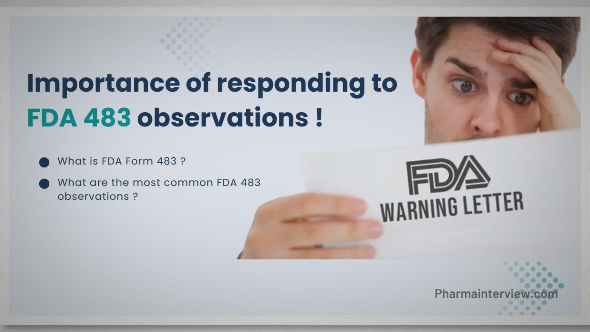 Video thumbnail for How to Respond FDA 483 Observations