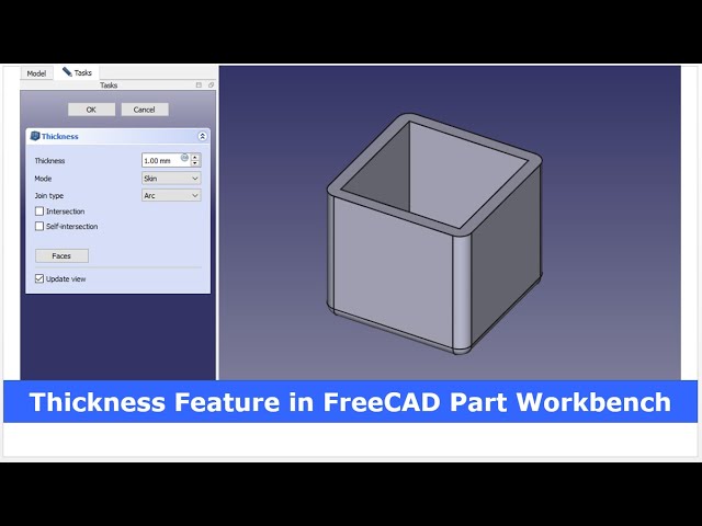 Video thumbnail for Thickness Feature in FreeCAD Part Workbench | FreeCAD Tutorial | 3D Modeling | Mechnexus |