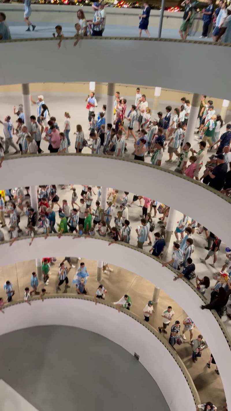 Video thumbnail for Argentina Fans Flood Spiral Ramp after Historic Messi Hat Trick