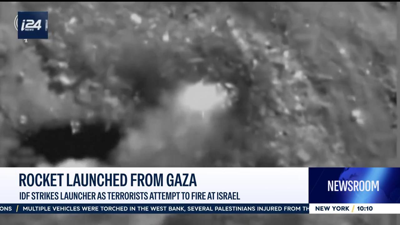 Video thumbnail for Rocket launched from Gaza: IDF strikes launcher as terrorists attempt to fire at Israel