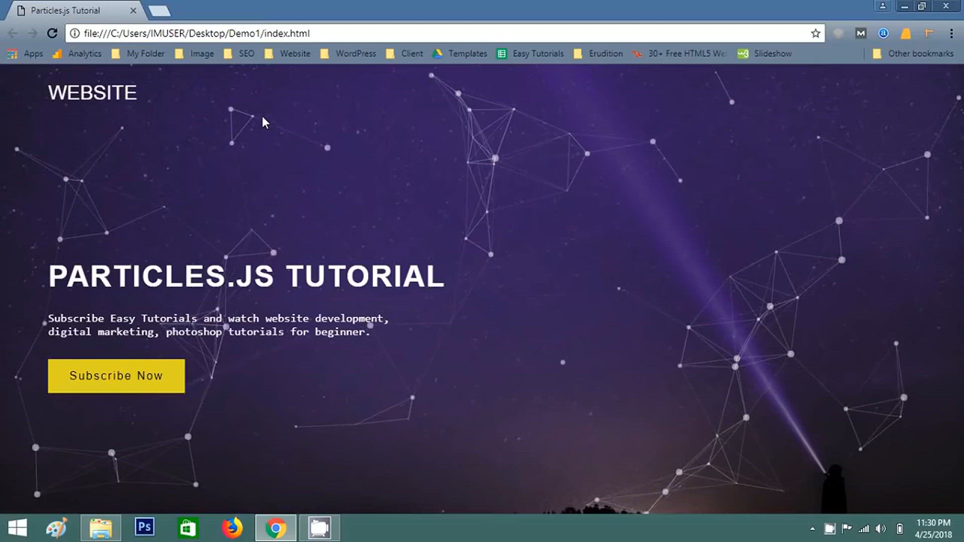 'Video thumbnail for How To Make Website _ Moving Particles With HTML CSS Particles JS'
