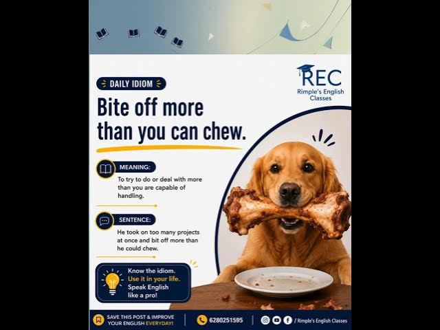 Video thumbnail for Daily Idioms -::: "Bite off more than you can chew.” ! #english #shorts #learnenglish #reels #band7