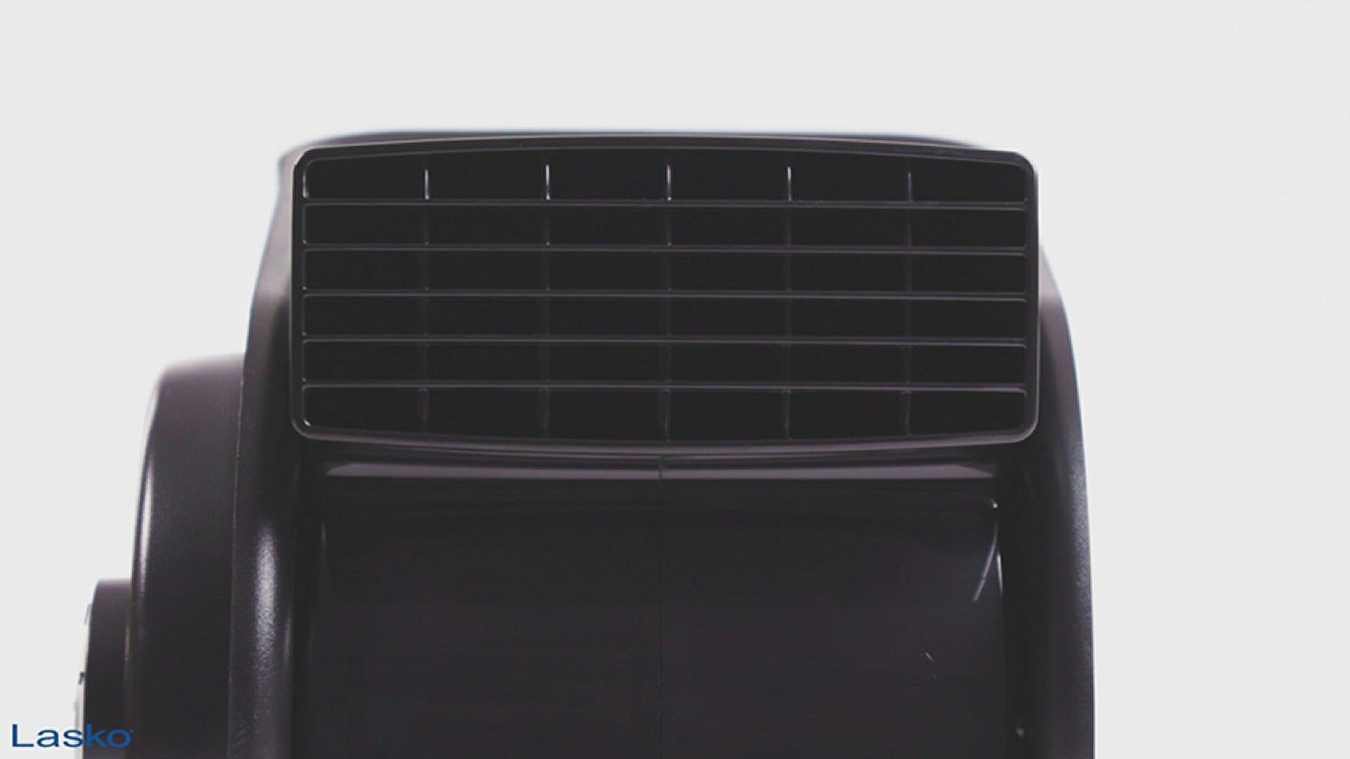 'Video thumbnail for Lasko High Velocity Pivoting Utility Blower Fan, for Cooling, Ventilating, Exhausting and Drying at Home, Job Site, Construction, 2 AC Outlets, Circuit Breaker with Reset, 3 Speeds, 12-, Black, U12104 - H'