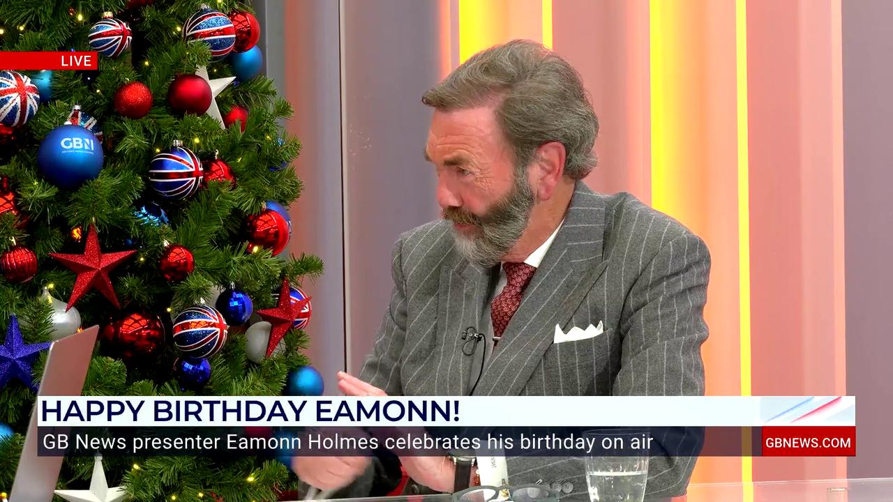 Video thumbnail for WATCH: Eamonn Holmes surprised with birthday cake as he celebrates his special day with GB News