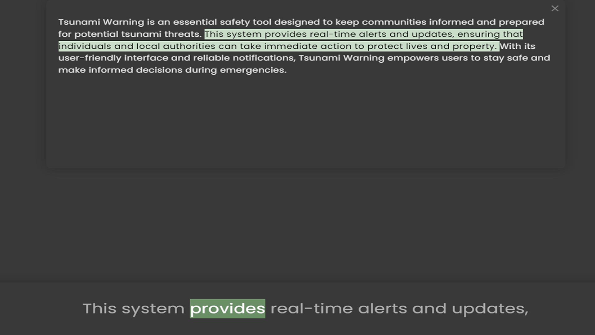 Video thumbnail for for potential tsunami threats. This system provides real-time alerts and updates, ensuring that individuals and local authorities can take immediate action to protect lives and property. With its user-friendly interface and reliable notif