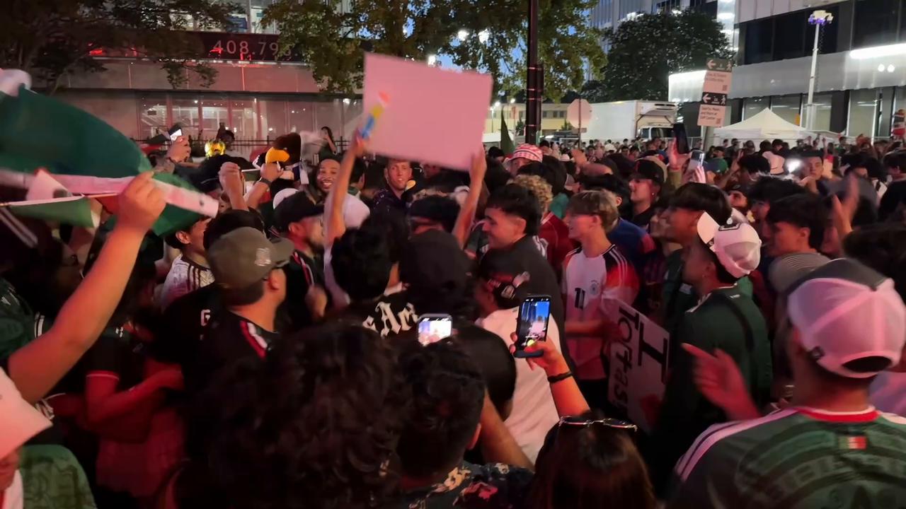Video thumbnail for US: Mexico fans in California celebrate World Cup victory over Ecuador.