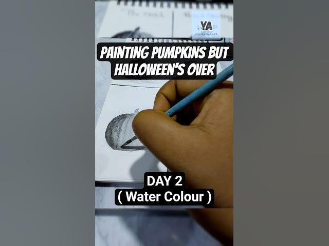 Video thumbnail for Day 3 of Painting Pumkins but Halloween's Over Early 🙂 || Water colour painting #monochromepainting
