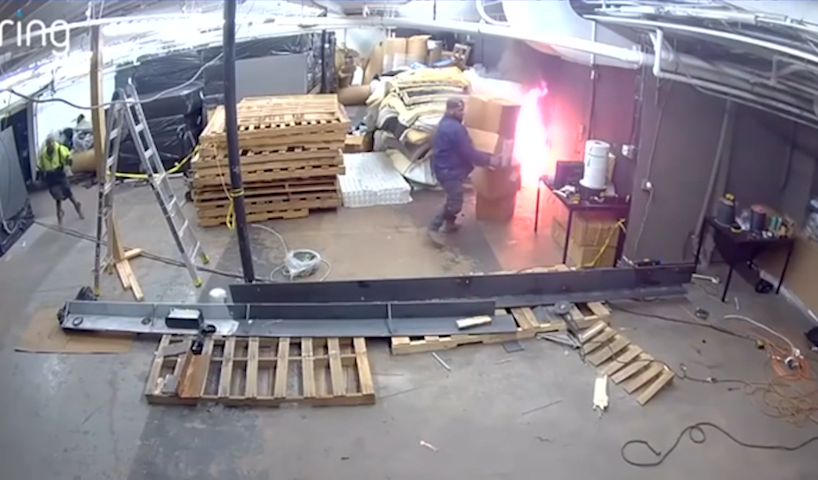Video thumbnail for New video appears to show first flames inside Belleville warehouse before massive fire erupted
