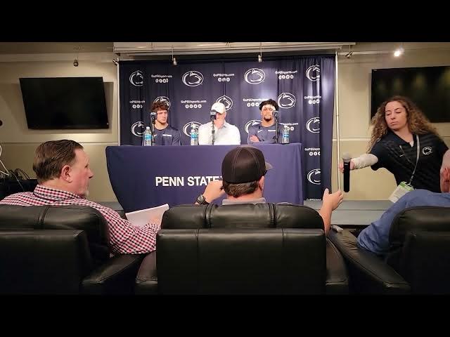 Video thumbnail for Cael Sanderson speaks to media after Penn State Wrestling opens the season with a blowout win