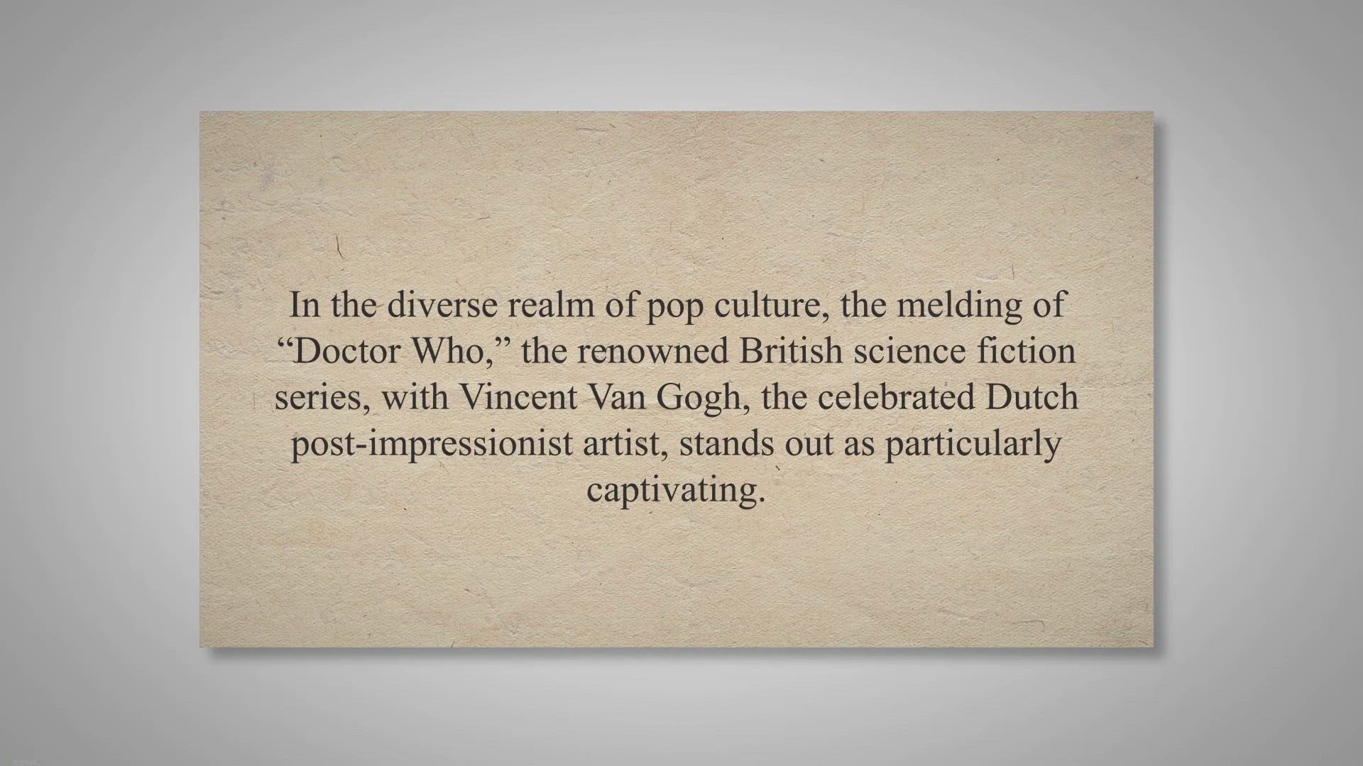 'Video thumbnail for How Dr. Who And Van Gogh Became Intertwined In Art And Culture'
