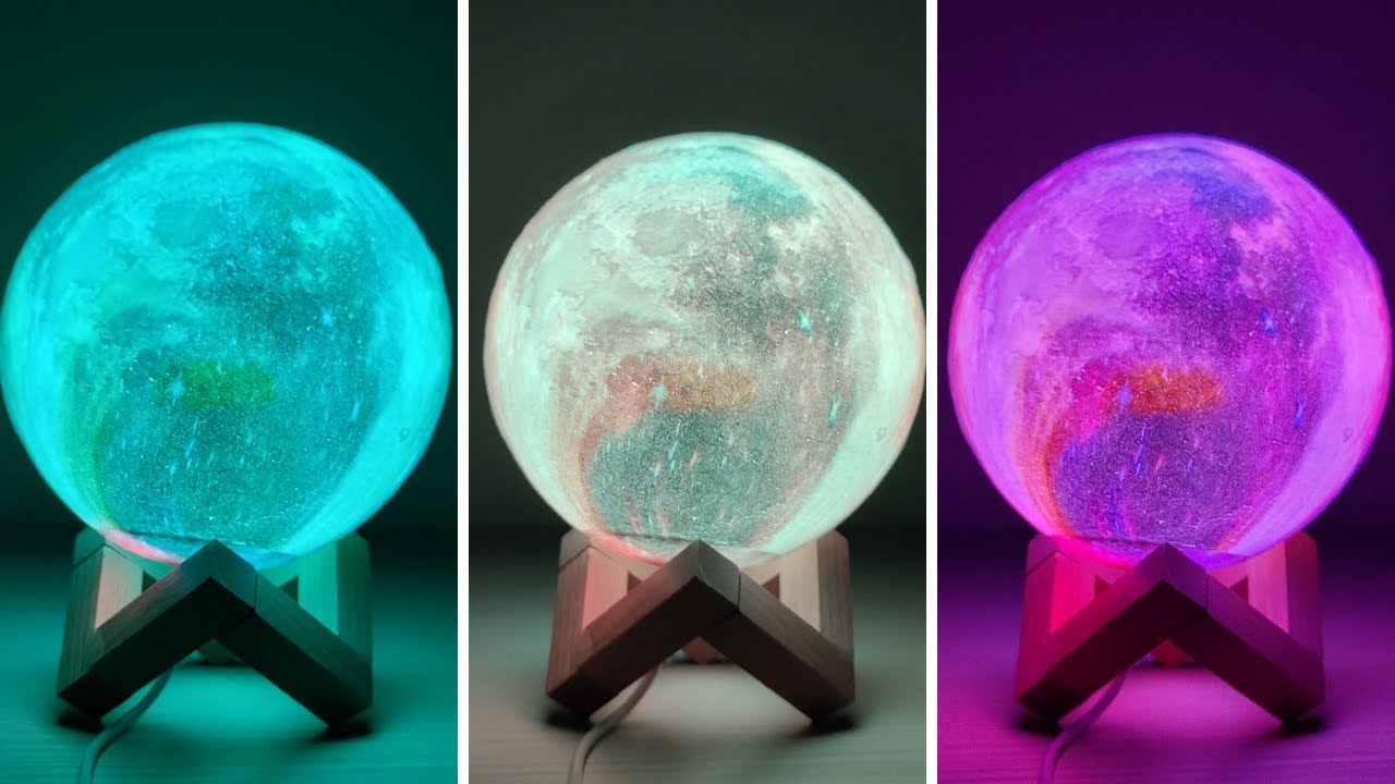 Video thumbnail for Light up your room with this multicolored moon lamp