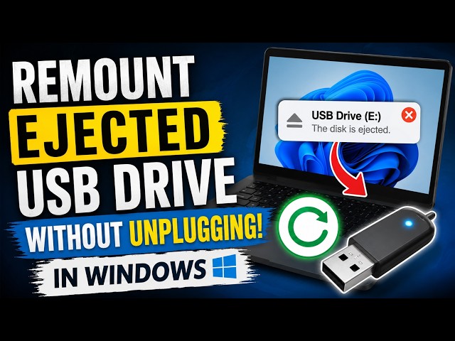 Video thumbnail for Remount ejected USB Drive without unplugging in Windows 11