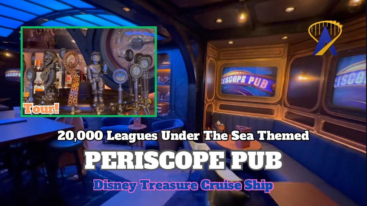 Video thumbnail for Tour Periscope Pub, 20,000 Leagues Under the Sea Lounge on Disney Treasure Cruise Ship