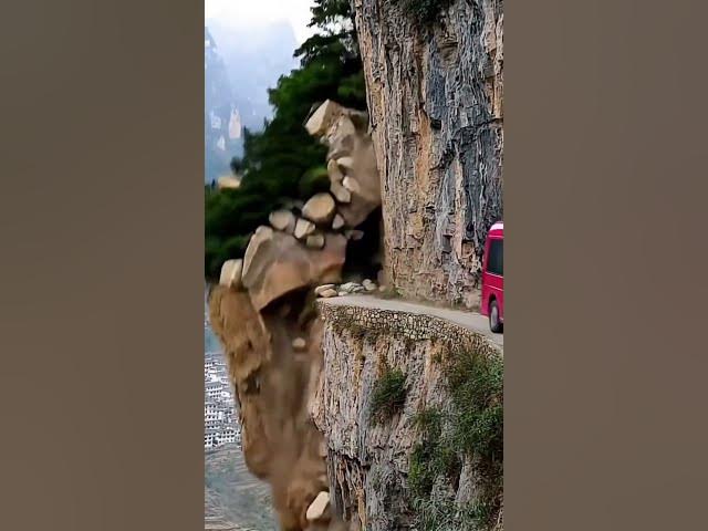 Video thumbnail for MOUNTAIN ROAD COLLAPSES, CAR PLUMMETS! 😱 #shorts
