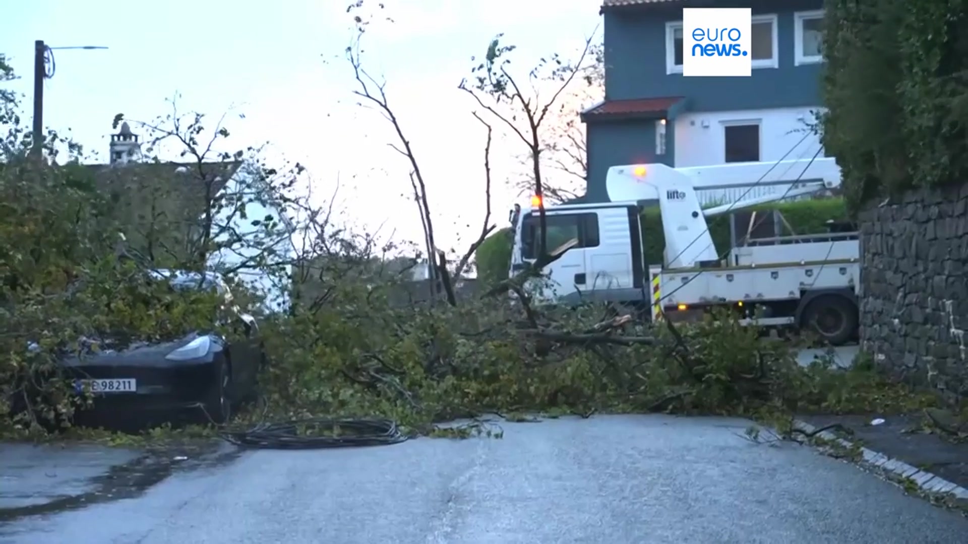 'Video thumbnail for At least three people killed as Storm Amy batters Europe with strong winds and rain'