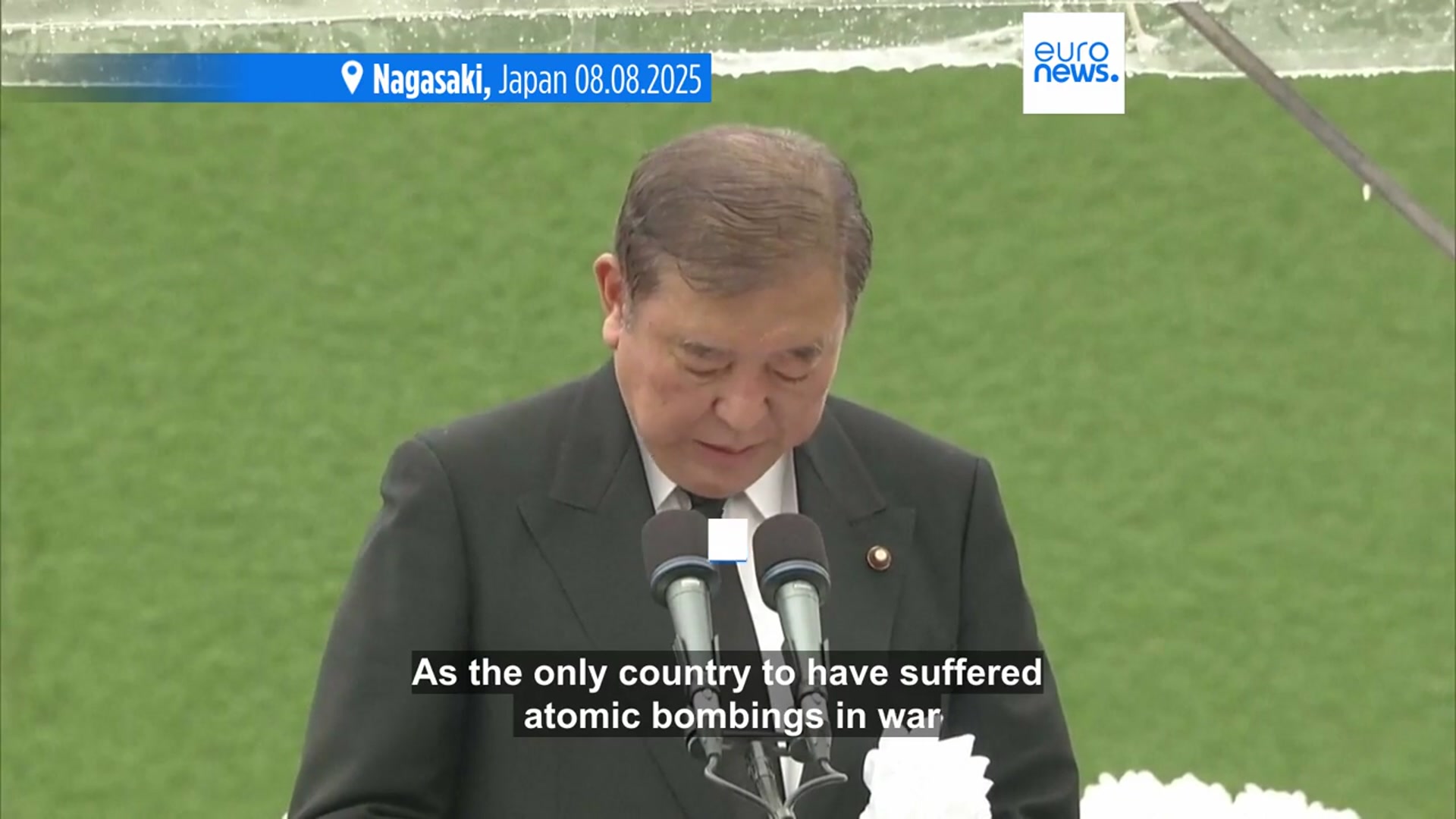 'Video thumbnail for Nagasaki remembers atomic bomb victims 80 years on with minute of silence'