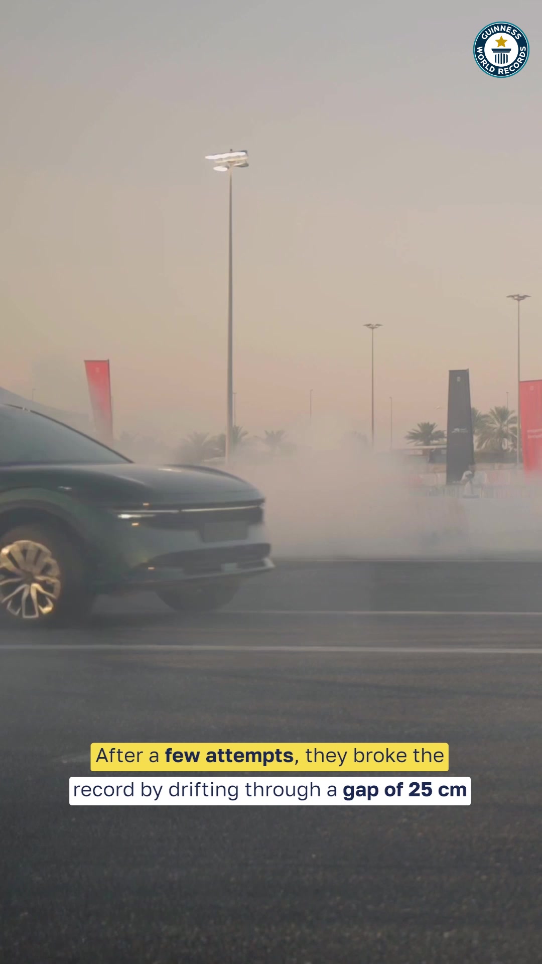 Video thumbnail for Tightest gap passed through whilst drifting an electric car - 25 cm by Chien Jui-Yu in association with Zhejiang Zeekr Intelligent Technology
