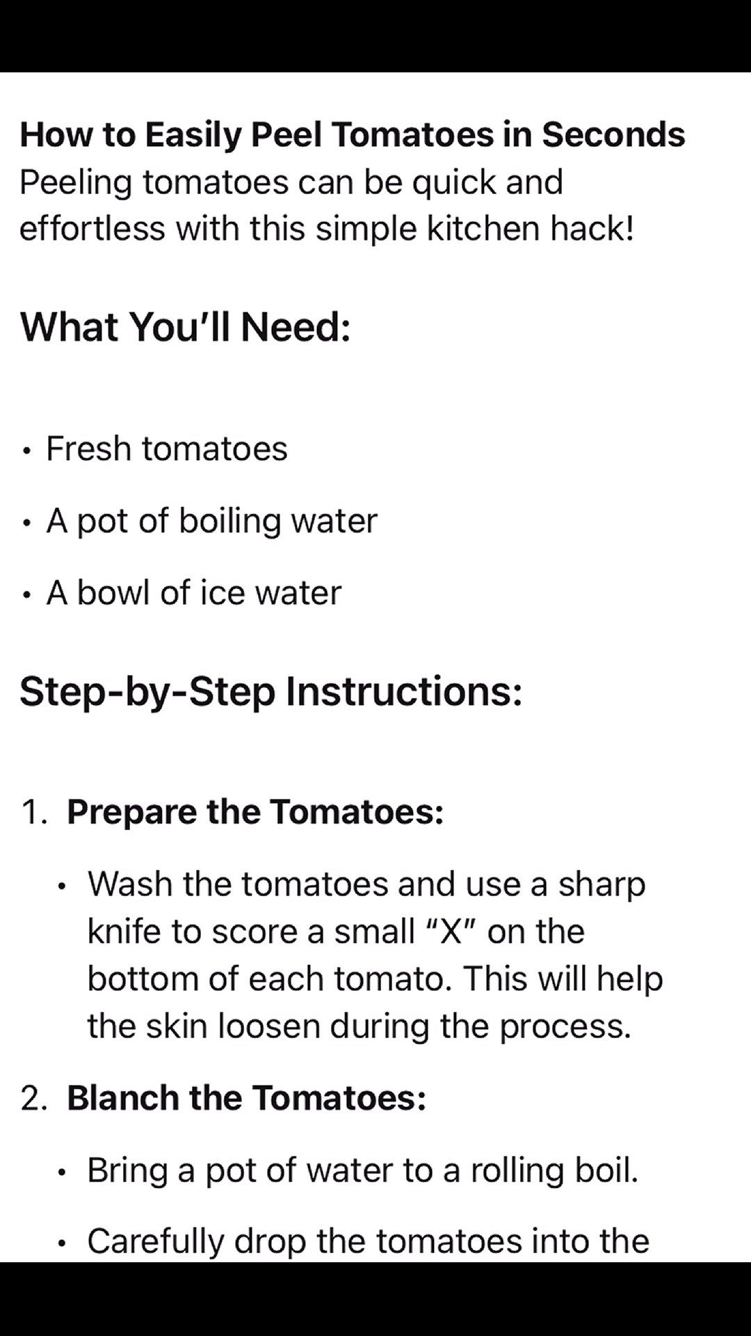 'Video thumbnail for How to Easily Peel Tomatoes in Few Seconds'