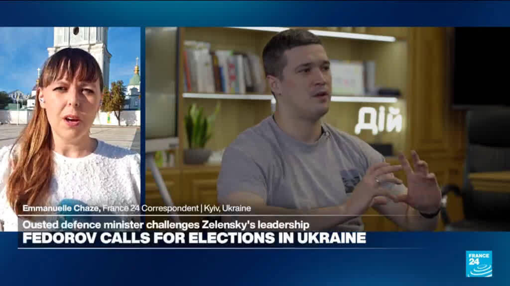 Video thumbnail for Ousted Ukraine defence minister challenges Zelensky's leadership
