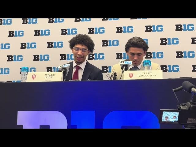 Video thumbnail for Indiana Basketball Q&A: Trey Galloway, Myles Rice preview Indiana basketball’s season