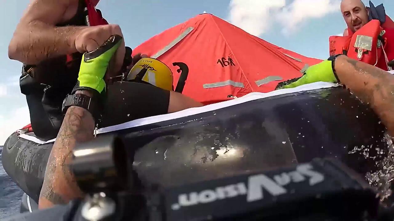 Video thumbnail for US: Coast Guard Rescues Crew From Life Rafts After Fire Breaks Out On Research Vessel In Gulf Of Mexico.