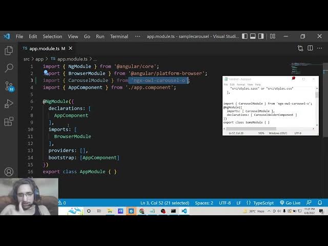 Video thumbnail for Angular 13 Draggable Image Carousel Project Using ngx-owl-carousel-o Library in TypeScript