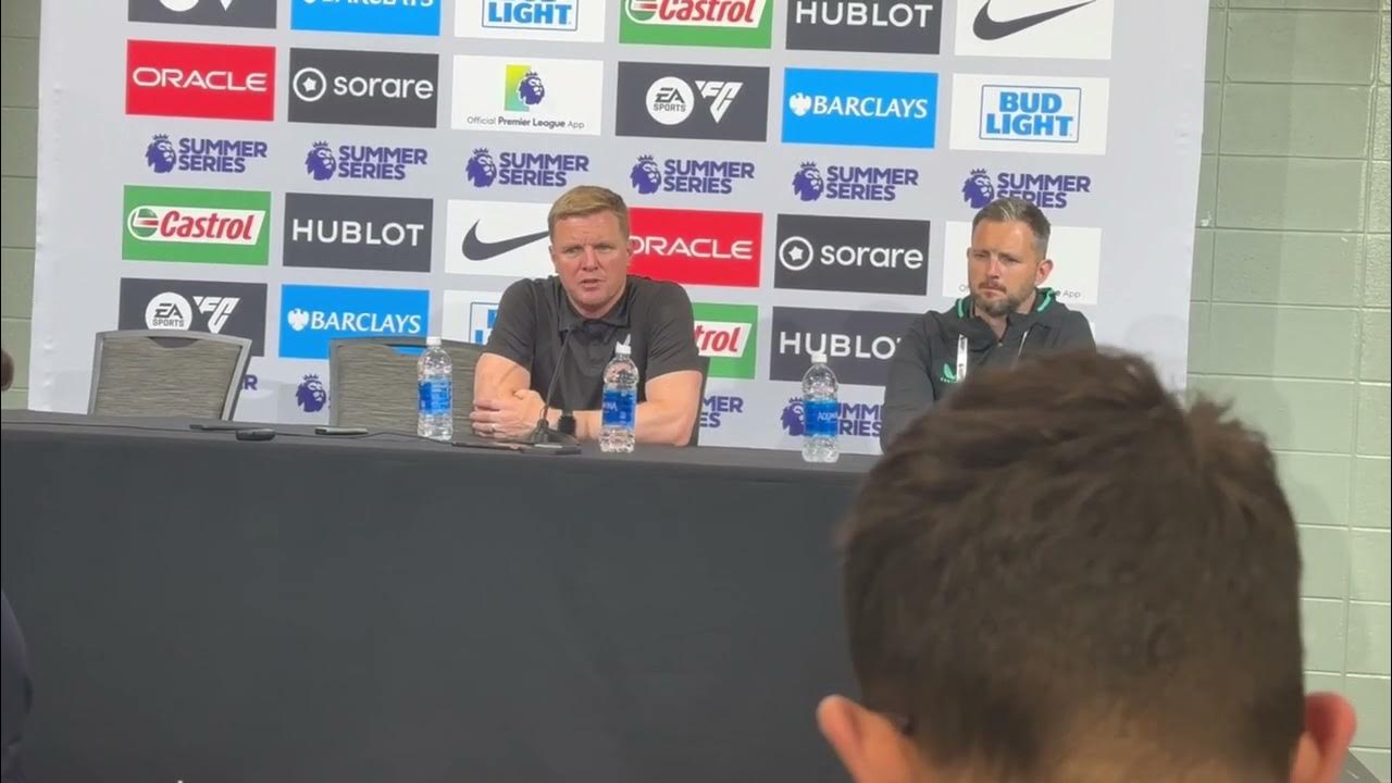 Video thumbnail for Newcastle United head coach Eddie Howe -- 2023 Premier League Summer Series -- Philadelphia