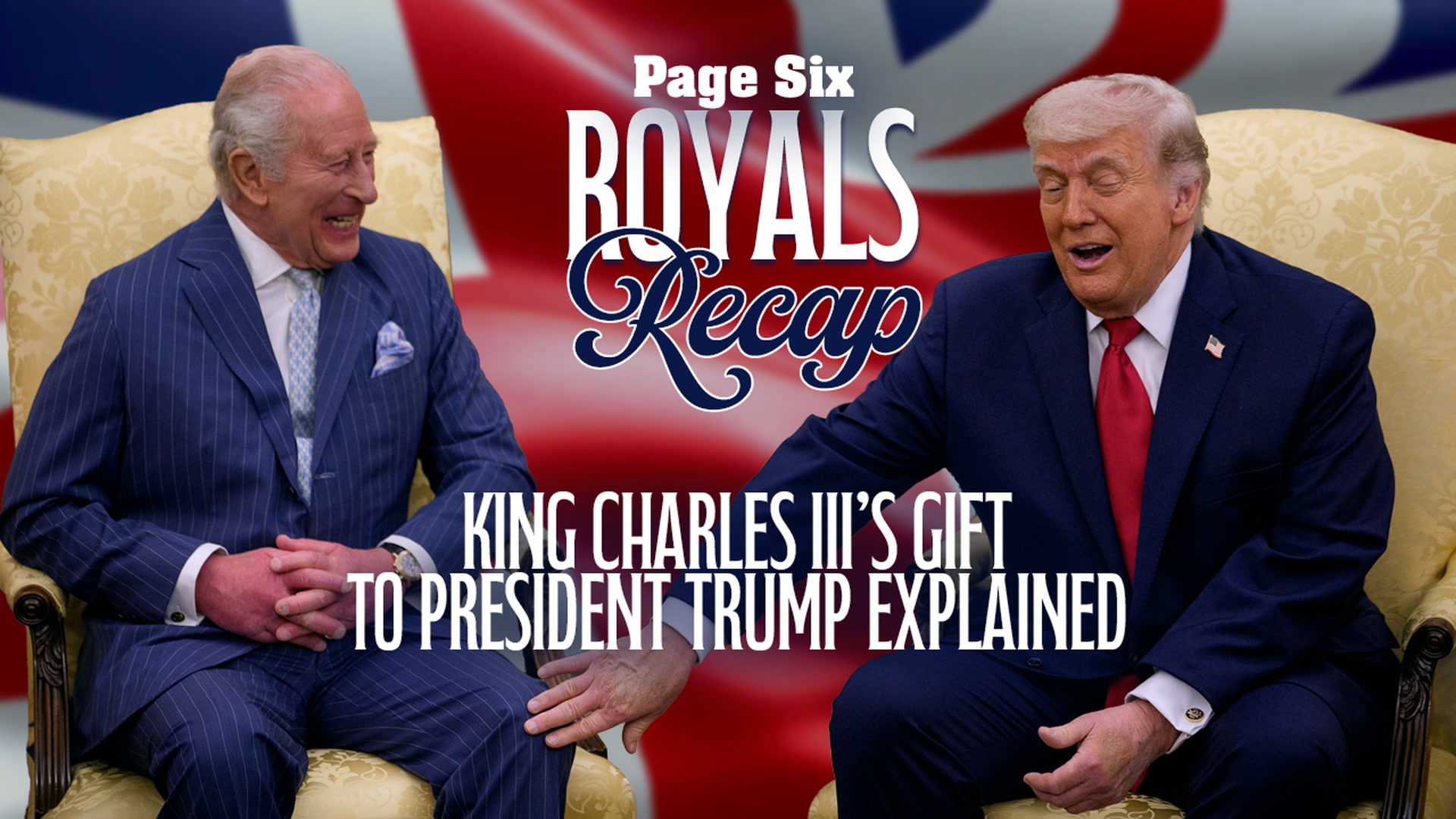 Video thumbnail for King Charles gifts Trump a 'Trump' bell at White House dinner & jam-packed NYC visit | Royals Recap