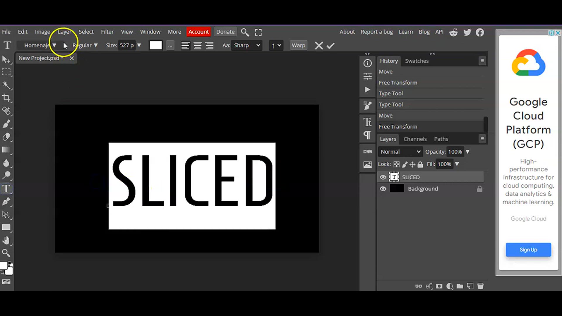'Video thumbnail for Sliced Text Effect in Photopea l Photopea tutorial'