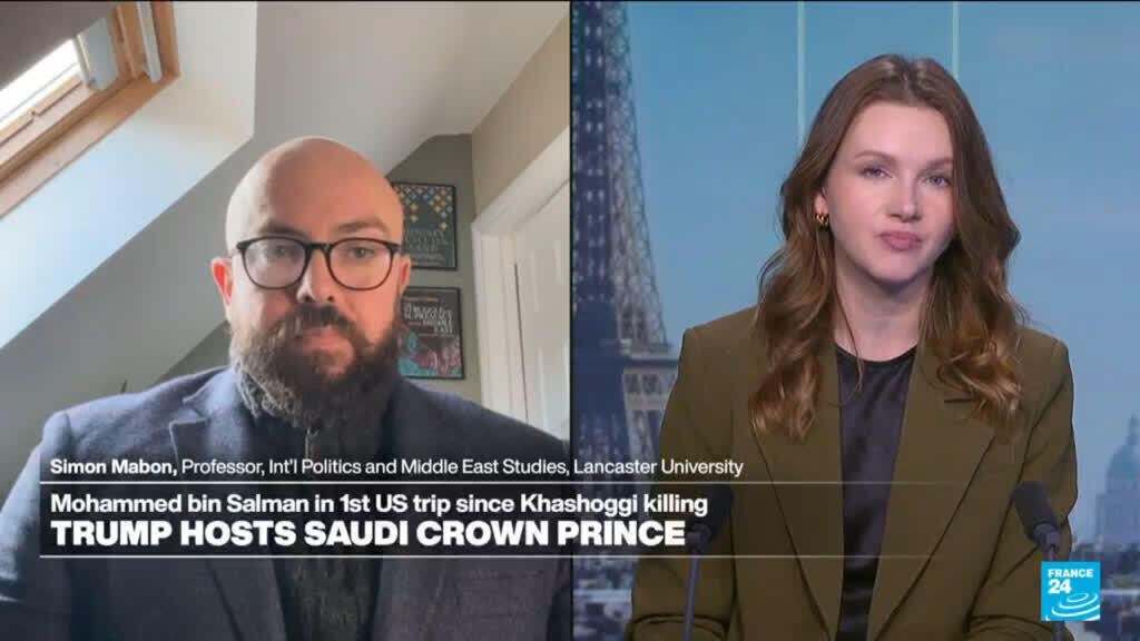 Video thumbnail for Trump hosts Saudi Crown Prince to discuss defence, AI and nuclear deals