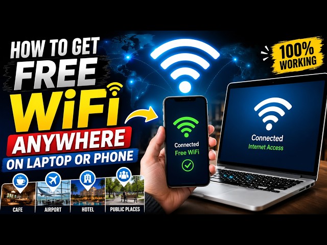 Video thumbnail for How to get free WiFi anywhere on laptop or phone