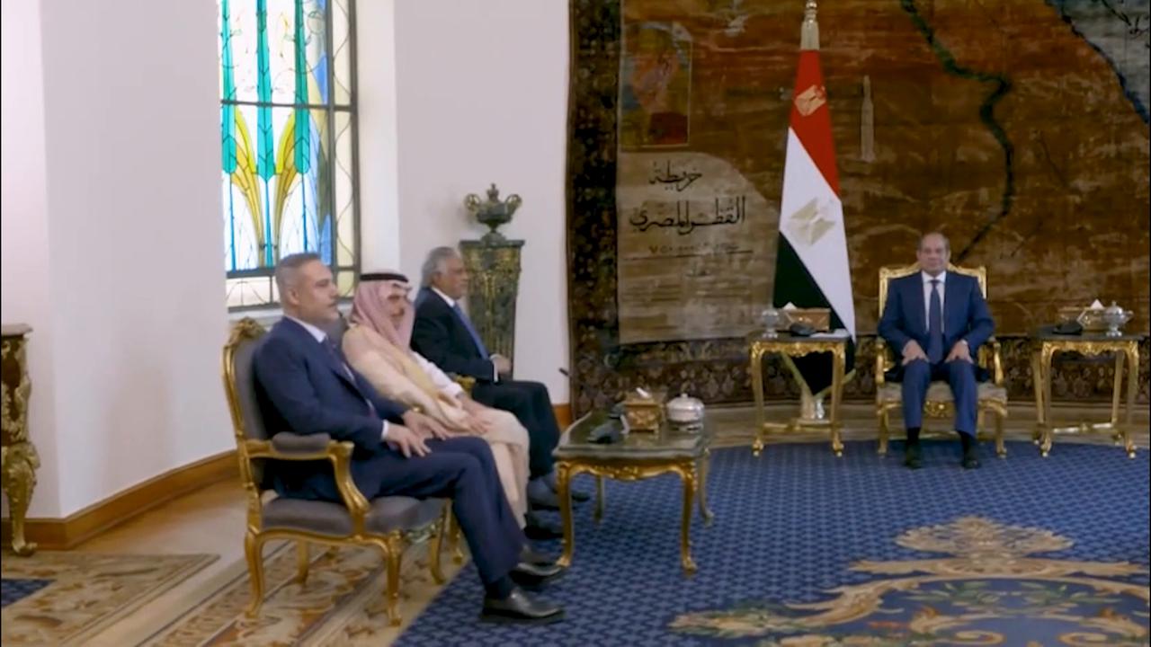 Video thumbnail for Egypt: Egyptian President Sisi receives Turkish FM in Cairo.