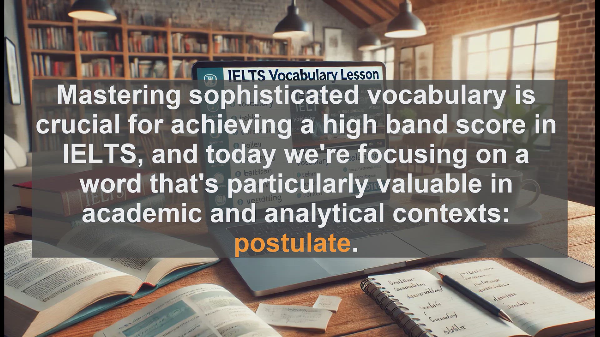'Video thumbnail for 2000 Must Know IELTS 9.0 Vocabulary - IELTS Vocabulary: Understanding and Using 'Postulate''