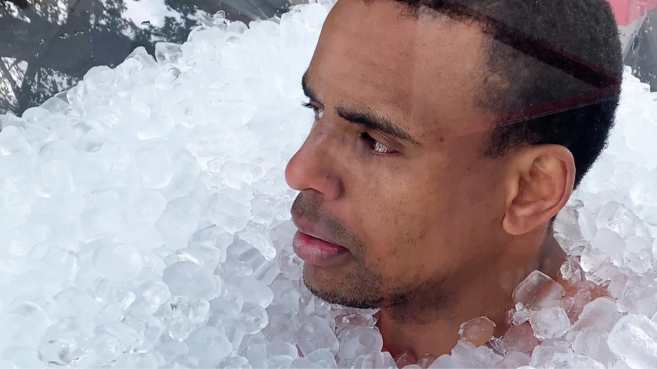 'Video thumbnail for Standing whilst engulfed in ice for over four hours'