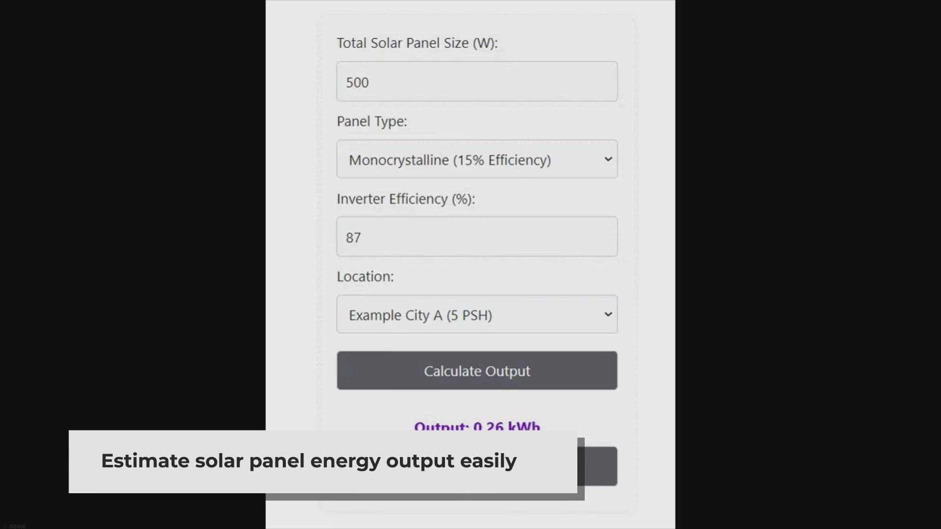 Video thumbnail for Solar Panel Output Calculator | Get Maximum Power Output