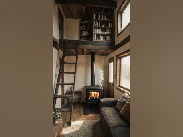 Video thumbnail for Double-Story Tiny Home Tour: Wood-Burning Stove & Loft Library  #interiordesign #tinyhome #ranch