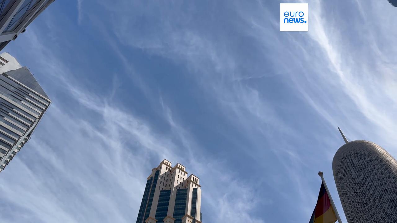Video thumbnail for Explosions heard above Doha as Euronews journalists report air defence intercepts