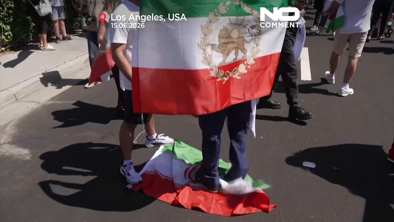 Video thumbnail for Protesting and cheering as Iran's World Cup match divides diaspora