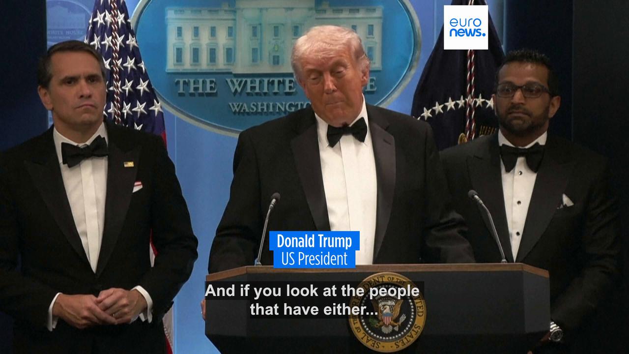 Video thumbnail for Trump evacuated after shots fired near White House Correspondents' Dinner