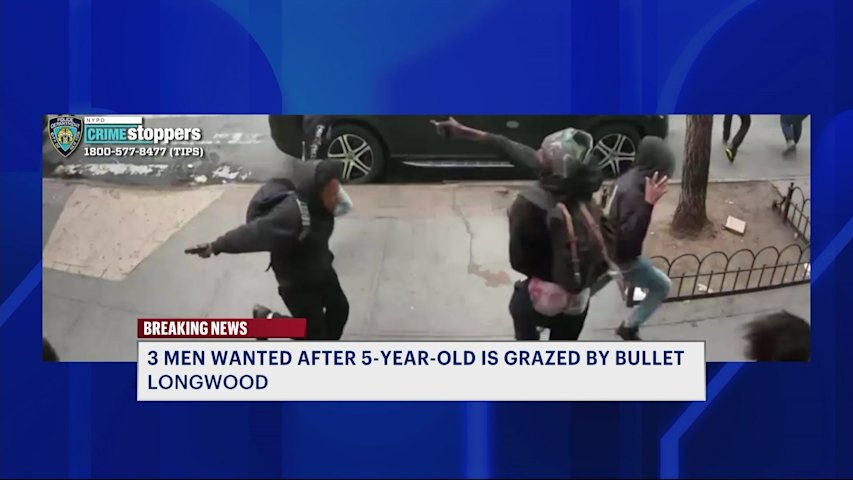 Video thumbnail for 3 men on the run after 5-year-old grazed by bullet in Longwood