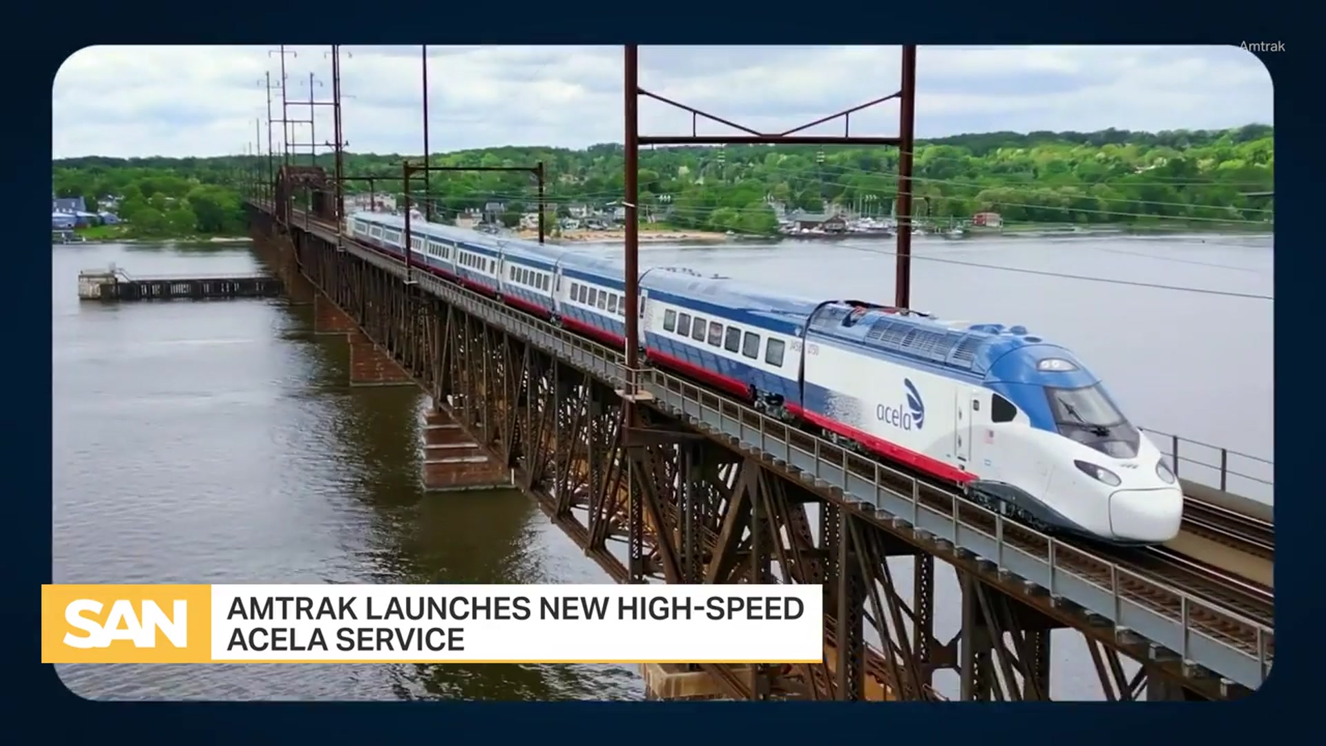 'Video thumbnail for Amtrak launches new high-speed Acela service'