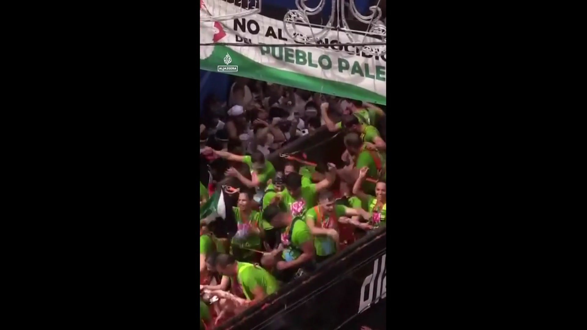 'Video thumbnail for Huge Palestinian flag unveiled at Spain’s La Tomatina festival'