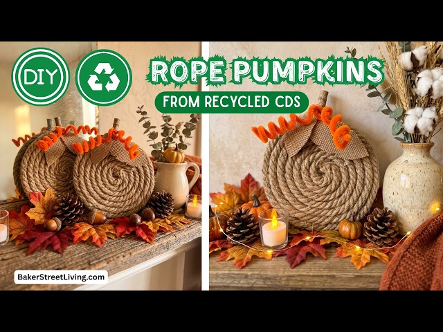 Video thumbnail for Easy to Mske Rope Pumkin (Recycled Cd Project)