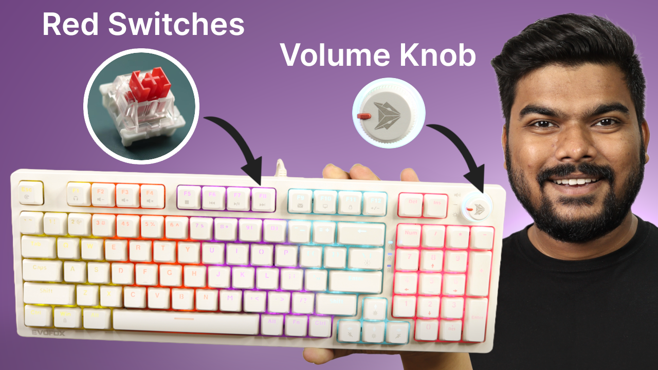 'Video thumbnail for Mechanical Keyboard With Red Switches & Volume Knob | EvoFox Katana X2 Review'