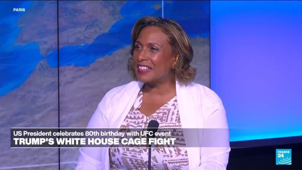 Video thumbnail for Trump hosts White House cage fights amid war and political scrutiny