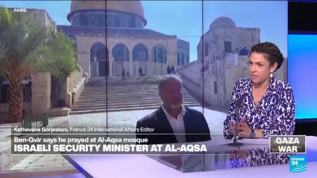 'Video thumbnail for Israeli minister Ben-Gvir says he prayed at flashpoint holy site'