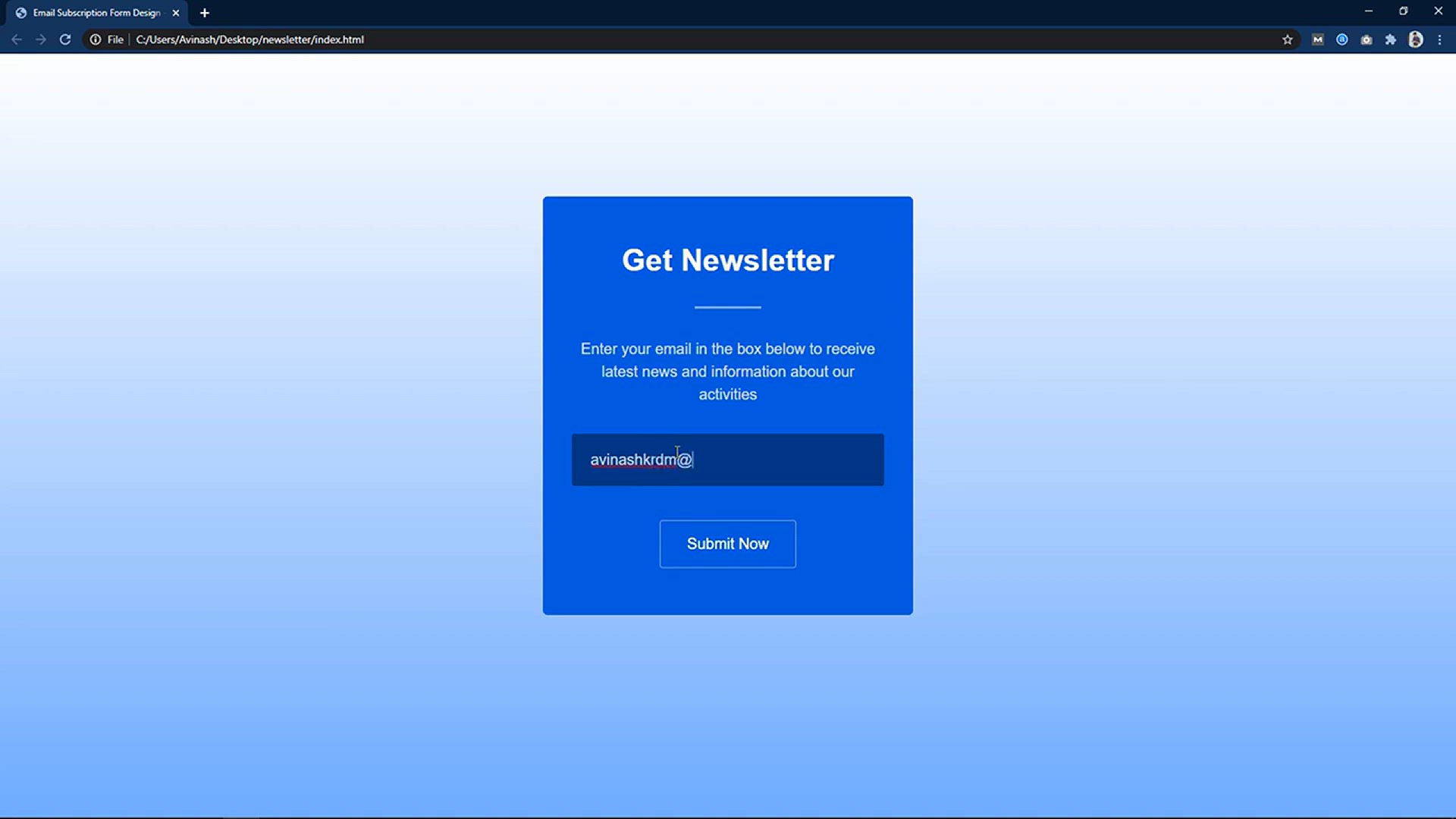 'Video thumbnail for How To Make Email Signup Form _ Create Newsletter Subscription Form Using HTML CSS'