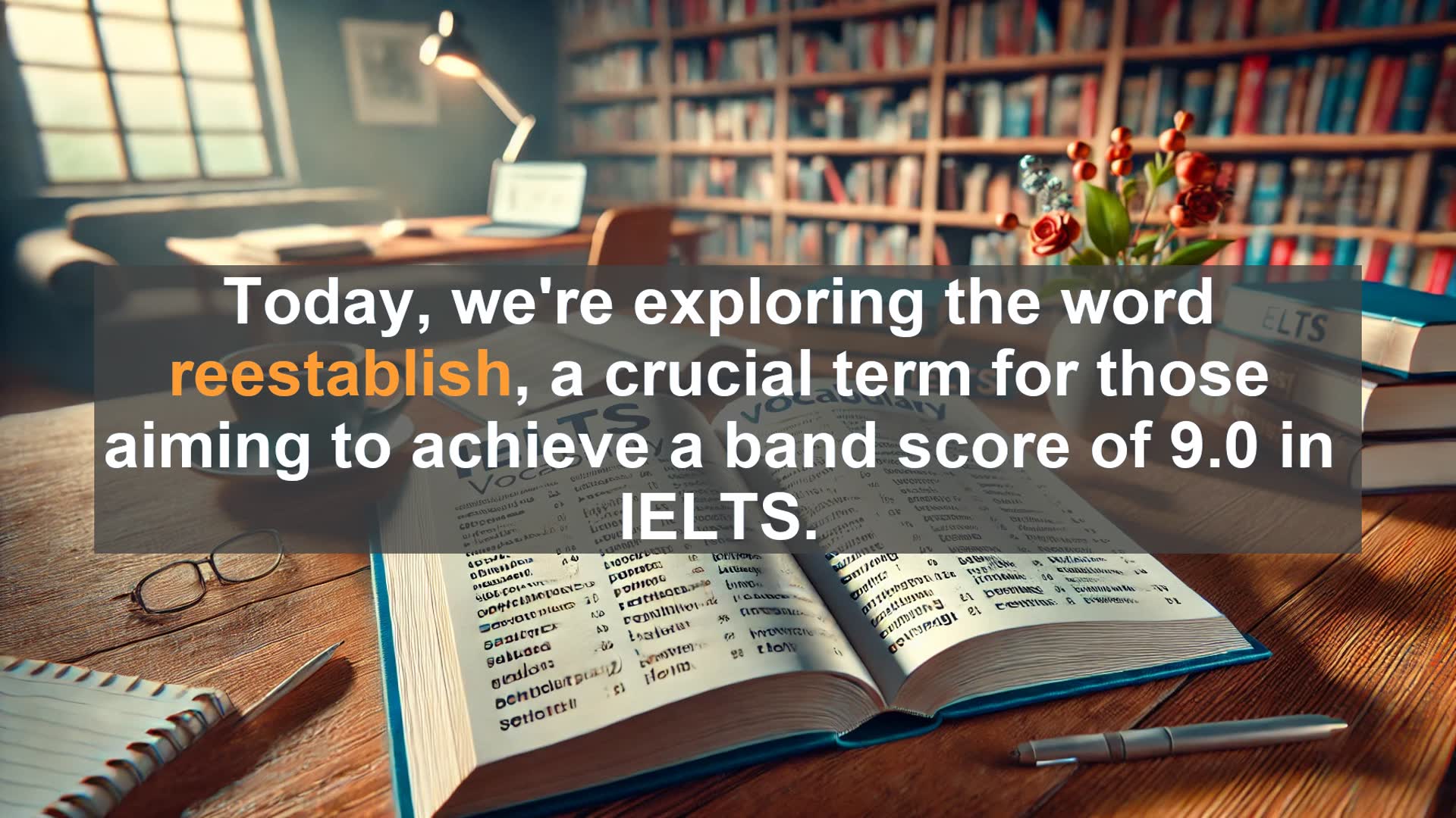 'Video thumbnail for 2000 Must Know IELTS 9.0 Vocabulary - Reestablish: Key IELTS Vocabulary for Band 9.0'