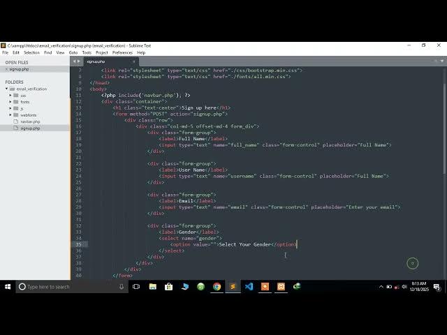 Video thumbnail for #3 Email Verification, Password Recovery and Reset System in PHP Creating the signup page